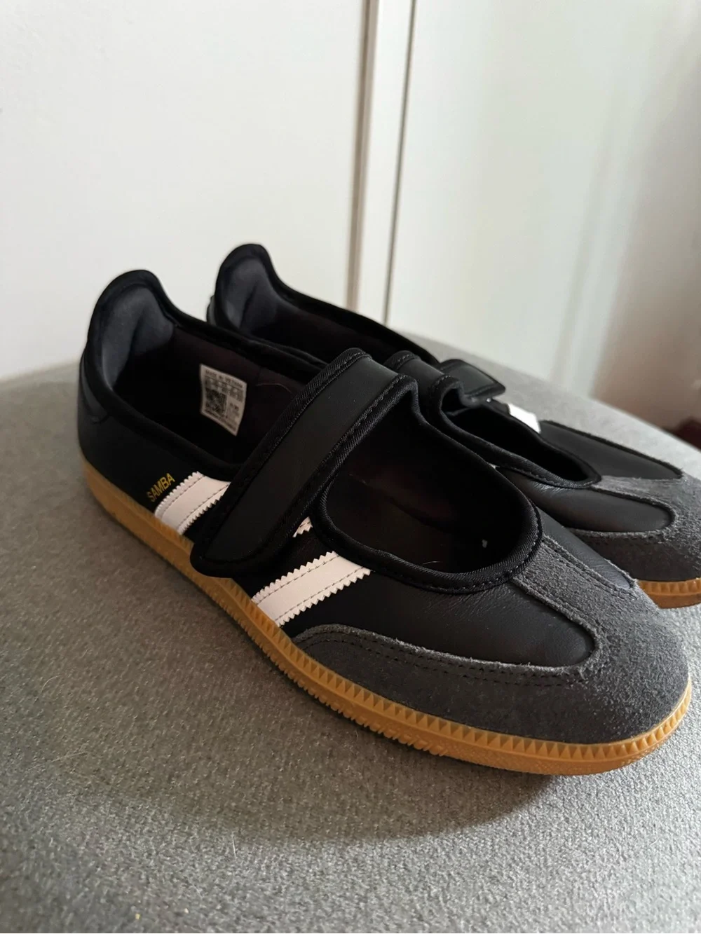 adidas Samba Mary Jane Sneakers - Black/White with Gum Sole - Picture 5 of 10